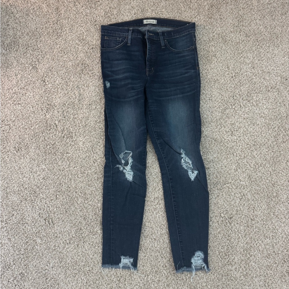 Madewell Dark Blue Distressed Skinny Jeans